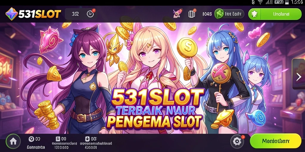 Tampilan gameplay menarik dengan karakter anime favorit dan slot yang mengasyikkan.