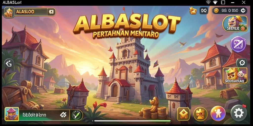 Tampilan gameplay seru dan strategis ALBASLOT Tower Defense.
