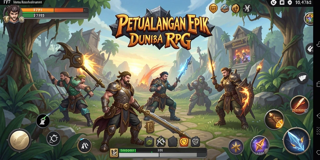 Screenshot F7F7 menampilkan aksi pertarungan yang seru dalam gameplay RPG.