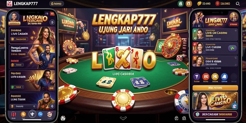 Screenshot dari gameplay LENGKAP777 menampilkan dealer langsung yang interaktif.