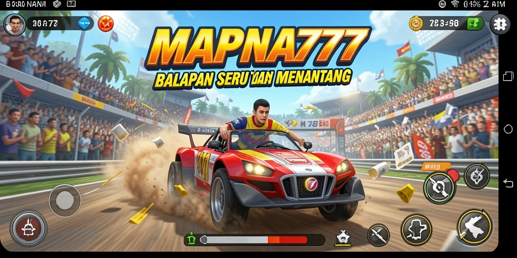 Tangkapan layar gameplay MAPNA777 menampilkan aksi balapan yang mendebarkan.