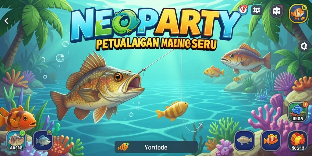 Tampilan gameplay NEOPARTY yang memikat saat pemain memancing.