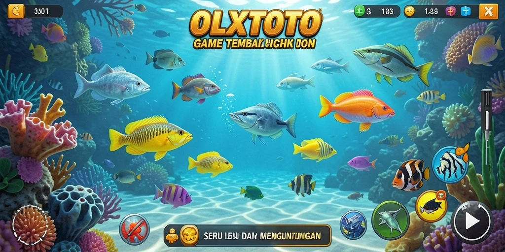 Screenshot OLXTOTO menunjukkan intensitas gameplay Tembak Ikan yang seru.