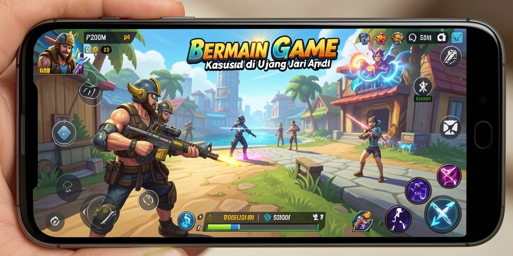 Tangkapan layar utama P200M menampilkan gameplay yang seru dan penuh warna.