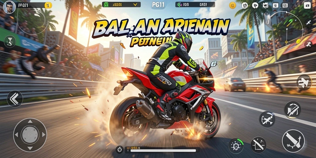Screenshot PG11 menampilkan pengalaman balapan motor yang mendebarkan dan grafis yang mengesankan.