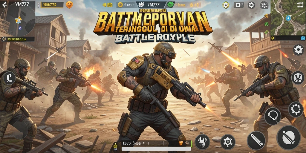 Tampilan gameplay VM777 yang menegangkan di pulau pertempuran.