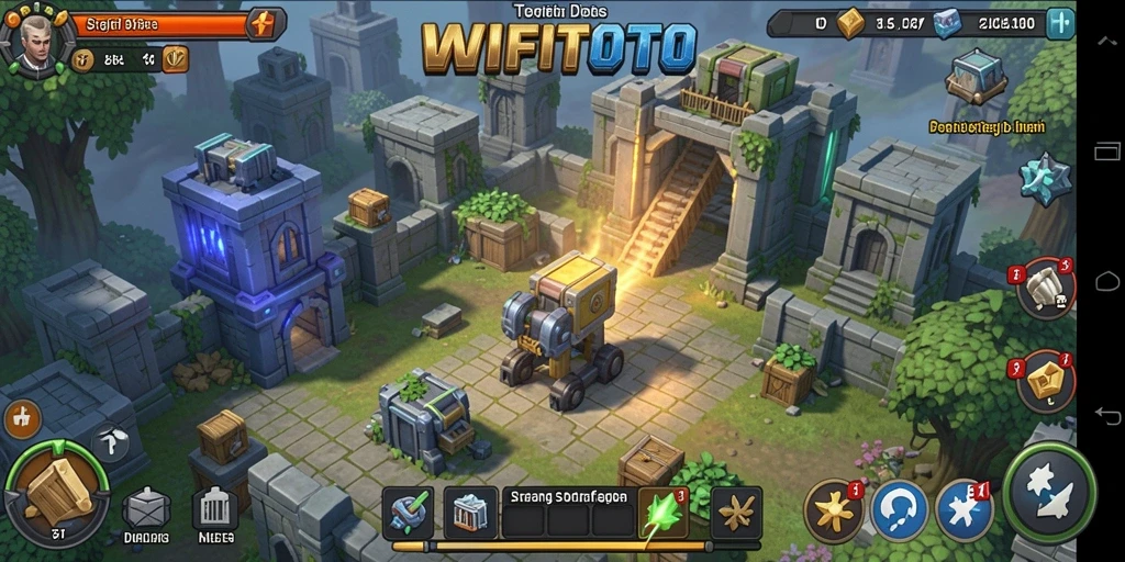 Screenshot gameplay WIFITOTO menampilkan pertahanan menara yang strategis.